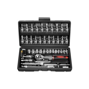 Mythco 46Pcs Socket Wrench Set - Auto Repair Tool Kit Black