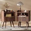 Huuger Nightstand Set of 2 with Charging Station, USB-C Port, End Tables