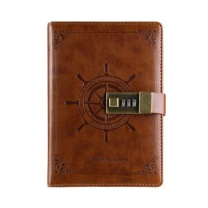 B6 Retro PU Cover Sailor Notebook Diary Book with Password Lock