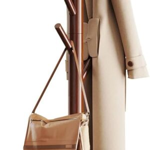 Pipishell Solid Wooden Coat Rack Freestanding with 8 Hooks, Brown