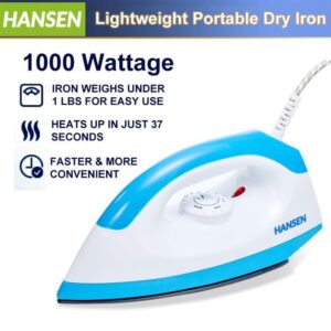 HANSEN 2pin Dry Pressing Iron - 1000watts - Blue/White