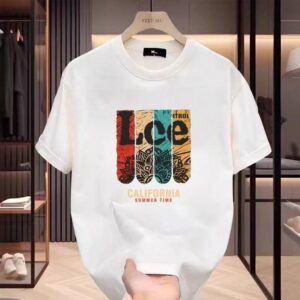 TMF New Summer Casual Loose Short Sleeve Printed T-Shirt Men's Clothing-white