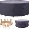 F&J Outdoors Round Patio/Outdoor Furniture Covers, Grey, 84"Dia x 31"H