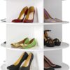 SpaceAid 7 Tier Rotating Shoe Rack Tower, Spinning Shoe Display Lazy Susan, Revolving 360 Shoe Rack Storage Round Carousel, Vertical Handbag Rotate Shoes Closet Organization (7-Tier White)
