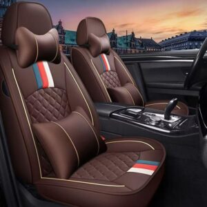 Car Seater Cover For Front And Back Leather Seat - Brown