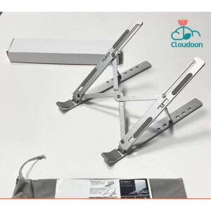 Cloudoon Adjustable Aluminum Laptop Stand with 6 Angles, Foldable Portable Notebook Riser